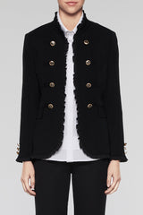 Ruffle Trim Military Jacket Color Black