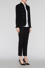 Ruffle Trim Military Jacket Color Black