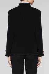 Ruffle Trim Military Jacket Color Black