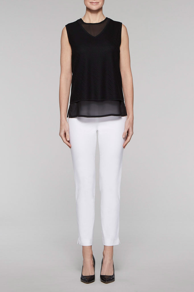 Sheer Layered Tank Color Black