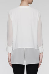 Sheer Tiered Grommet Blouse Color White