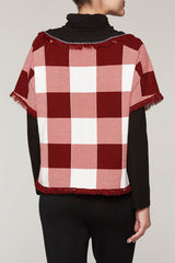 Checked Fringe Tunic Color Bushberry Red/Black/Ivory