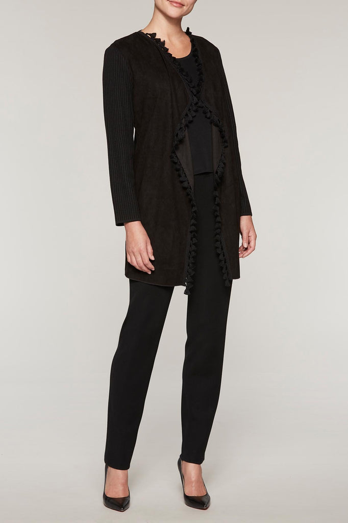 Fringe Suede Cardigan Color Black