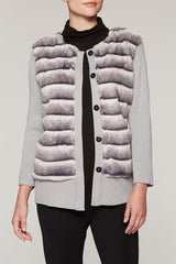 Furry Rib Knit Jacket Color Stonecliff