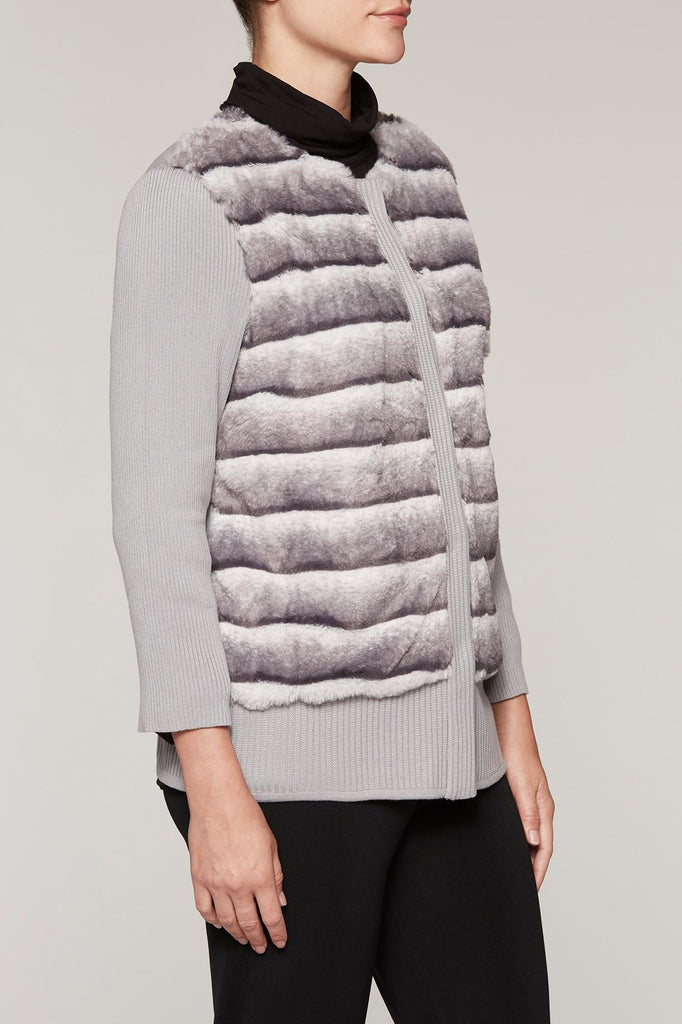 Furry Rib Knit Jacket Color Stonecliff