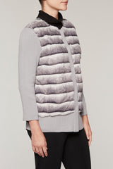 Furry Rib Knit Jacket Color Stonecliff