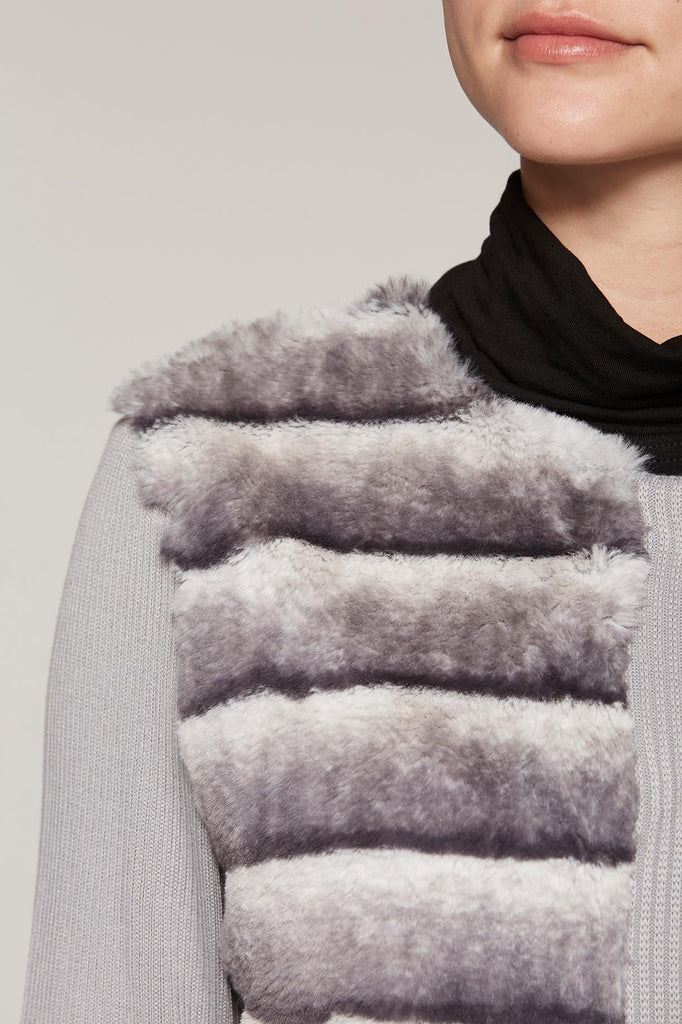 Furry Rib Knit Jacket Color Stonecliff