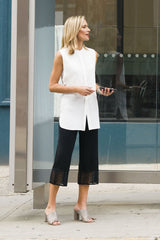 Wave Stitch Hem Pants Color Black