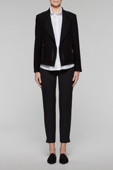 Leather Trim Crepe Jacket Color Black