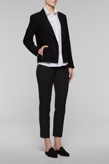 Leather Trim Crepe Jacket Color Black