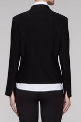 Leather Trim Crepe Jacket Color Black