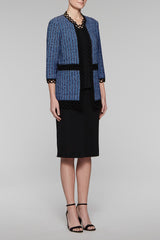 Textured Loop Trim Jacket Color Blue Creek/Black/Ivory