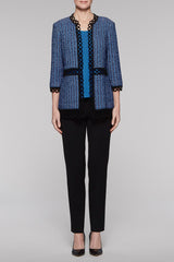 Textured Loop Trim Jacket Color Blue Creek/Black/Ivory