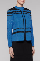 Pointelle Space Jacket Color Blue Creek/Black/Ivory