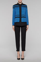 Pointelle Space Jacket Color Blue Creek/Black/Ivory