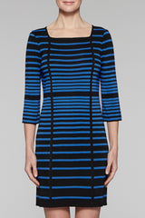 Square Neck Gradient Stripe Dress Color Black/Blue Creek