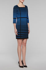 Square Neck Gradient Stripe Dress Color Black/Blue Creek