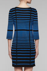 Square Neck Gradient Stripe Dress Color Black/Blue Creek