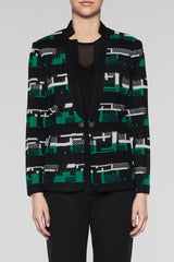 Heritage Print Cardigan Color Black/Ivory/Pine