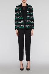 Heritage Print Cardigan Color Black/Ivory/Pine
