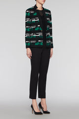 Heritage Print Cardigan Color Black/Ivory/Pine