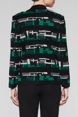 Heritage Print Cardigan Color Black/Ivory/Pine