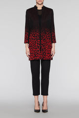 Ombré Jacquard Longline Jacket Color Black/Bushberry Red