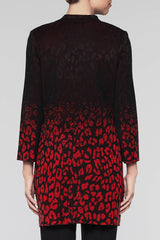 Ombré Jacquard Longline Jacket Color Black/Bushberry Red