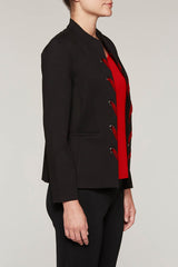 Grommet Laced Ponte Jacket Color Black/Bushberry Red