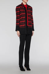 Houndstooth Zip Jacket Color Black/Bushberry Red