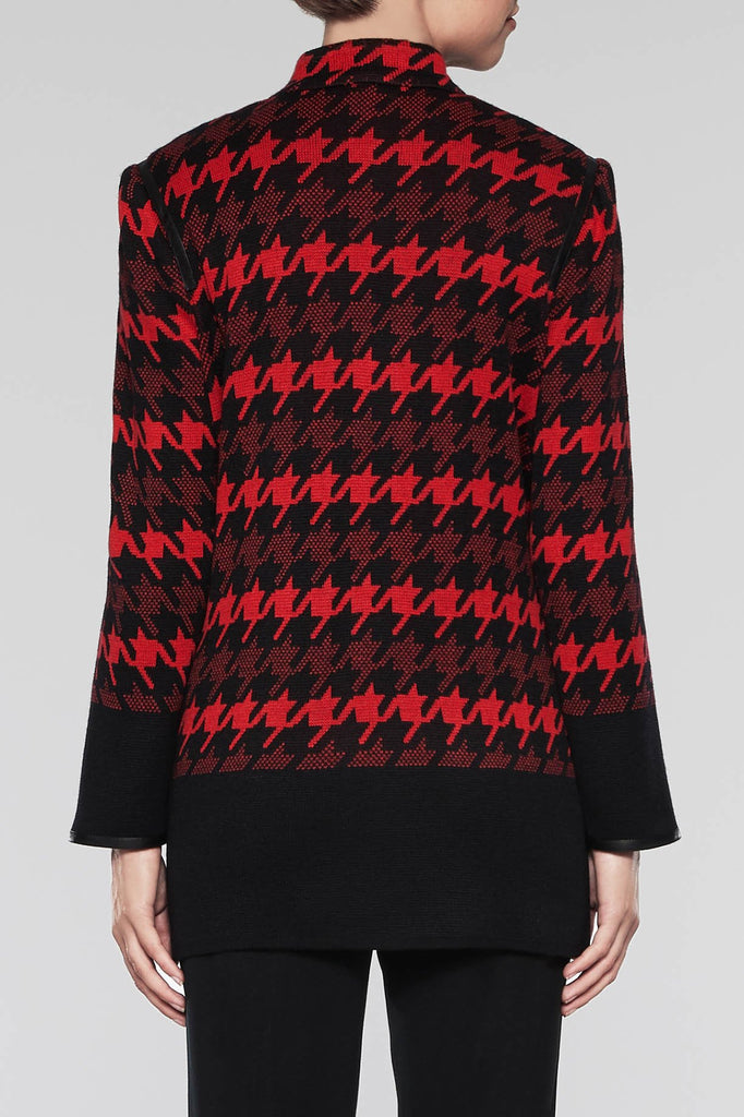 Houndstooth Zip Jacket Color Black/Bushberry Red