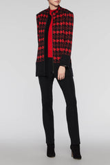 Houndstooth Zip Jacket Color Black/Bushberry Red