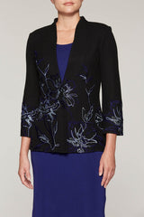 Oceania Floral Blazer Color Black/Deep Pond Blue/Shrub