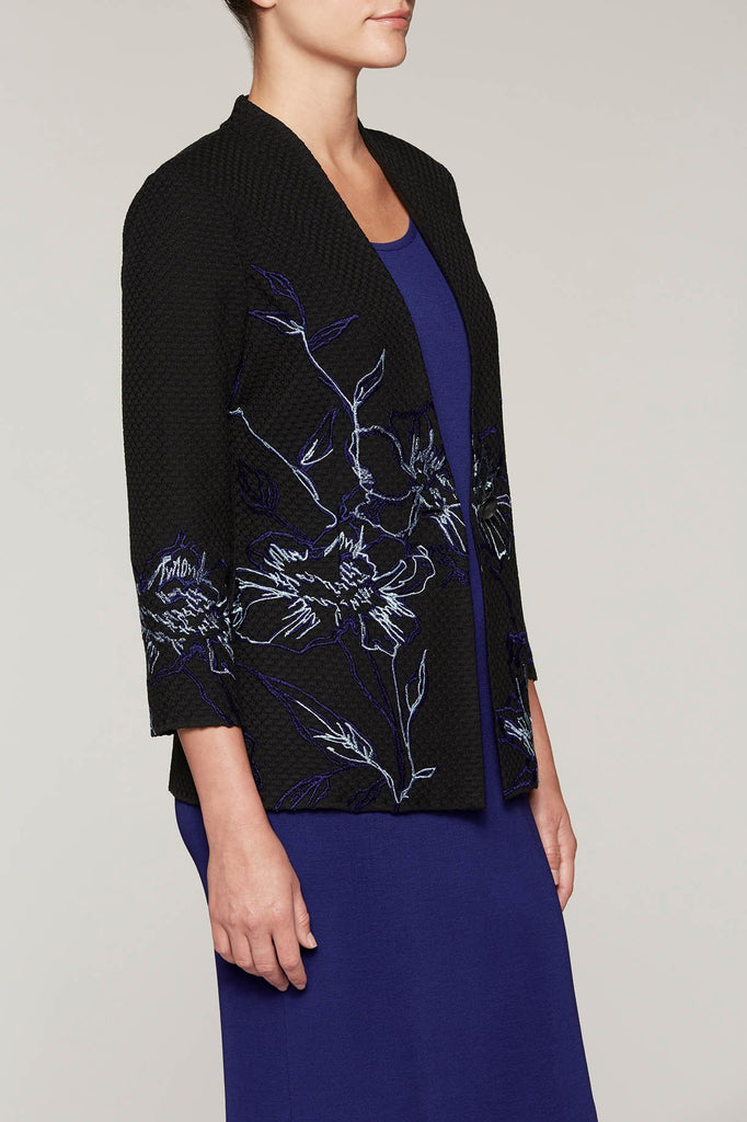 Oceania Floral Blazer Color Black/Deep Pond Blue/Shrub