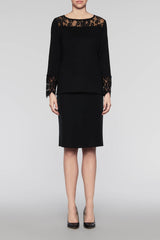 Lace Trim Blouse Color Black