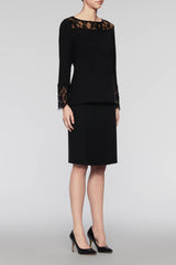 Lace Trim Blouse Color Black