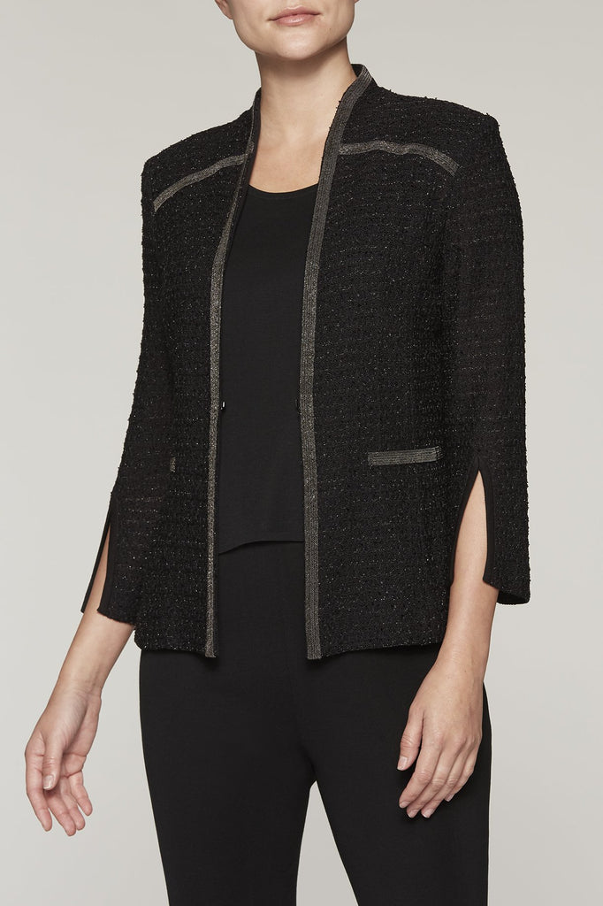 Textured Split Sleeve Jacket Color Black 