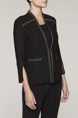 Textured Split Sleeve Jacket Color Black 