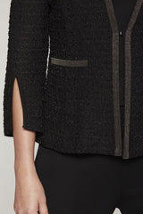 Textured Split Sleeve Jacket Color Black 