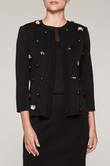 Floral Applique Cardigan Color Black