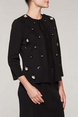 Floral Applique Cardigan Color Black