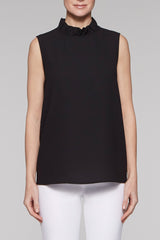 Ruffle Mock Neck Tank Color Black