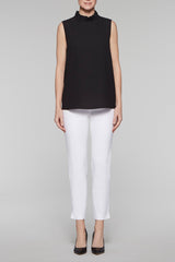 Ruffle Mock Neck Tank Color Black