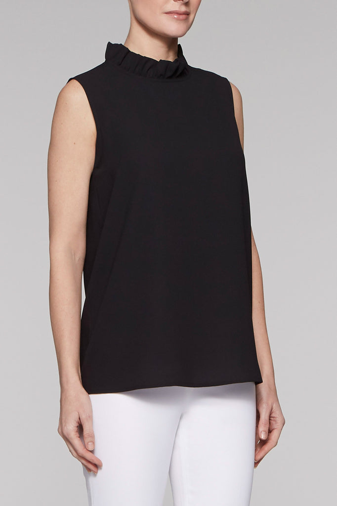 Ruffle Mock Neck Tank Color Black