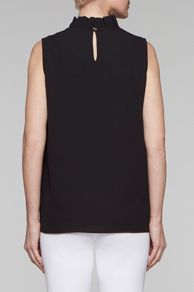 Ruffle Mock Neck Tank Color Black