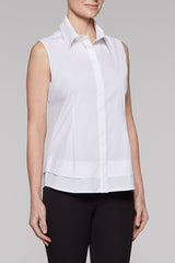 Layered Sleeveless Blouse Color White