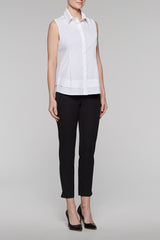 Layered Sleeveless Blouse Color White
