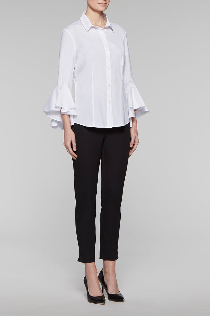 Ruffle Trumpet Sleeve Blouse Color White