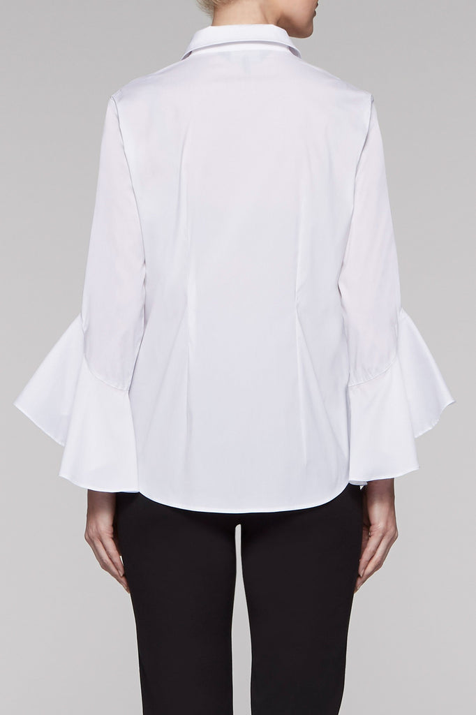 Ruffle Trumpet Sleeve Blouse Color White