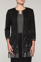 Jacquard Fringe Jacket Color Black/Granite/Stonecliff